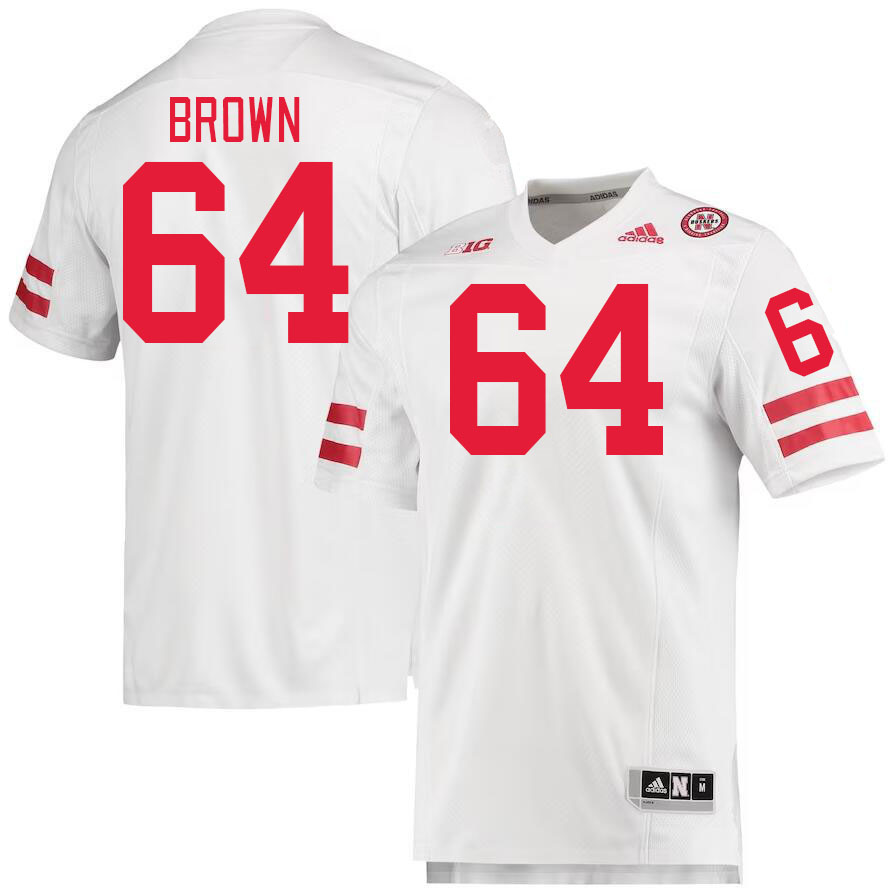 #64 Bob Brown Nebraska Cornhuskers Jerseys Football Stitched-White